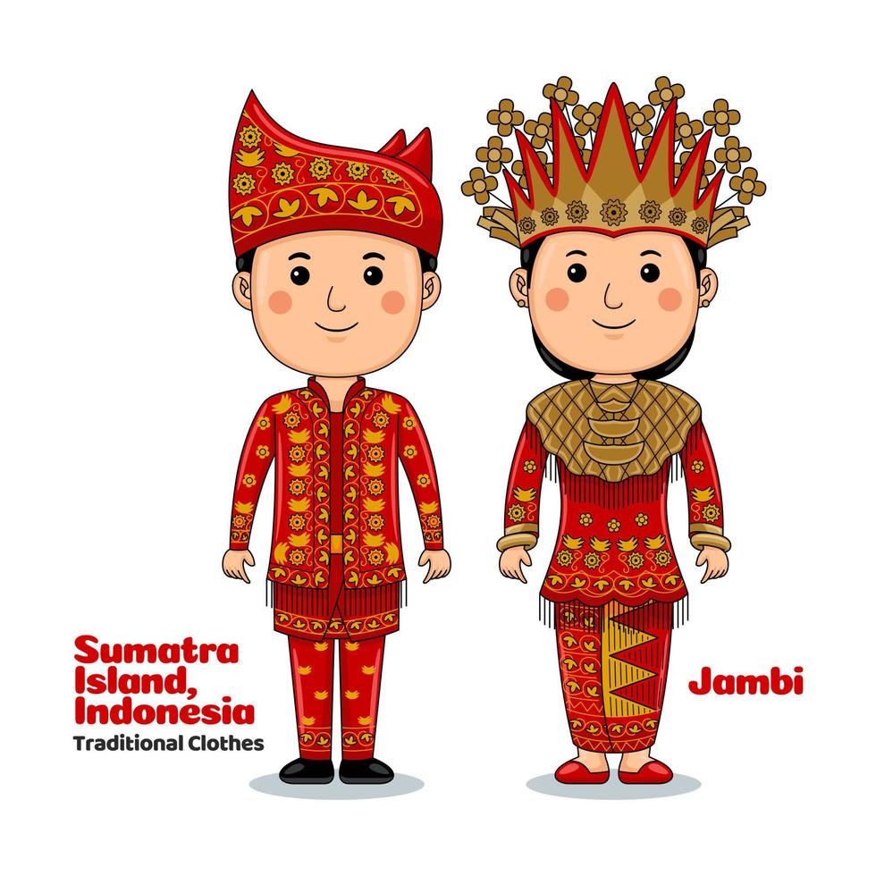 Couple wear Jambi Sumatra Traditional Clothes vector
