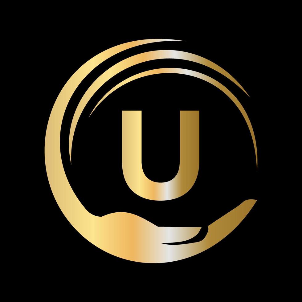 signo de la fundación caritativa de la unidad de la letra u. diseño de logotipo de trabajo en equipo de unidad vector