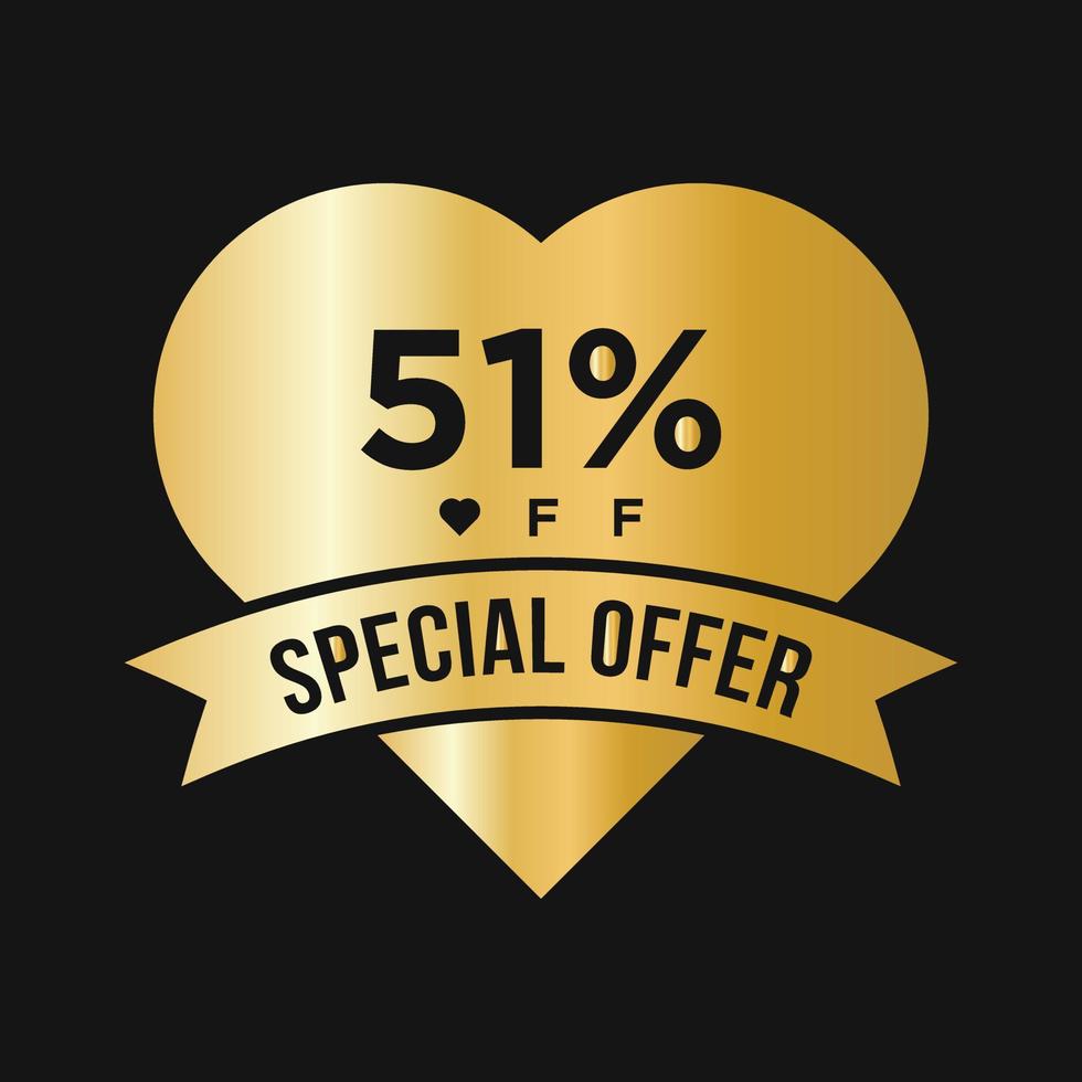 51 Percent OFF Sale Discount Promotion Banner. Special Offer, Event, Valentine Day Sale, Holiday Discount Tag Template vector