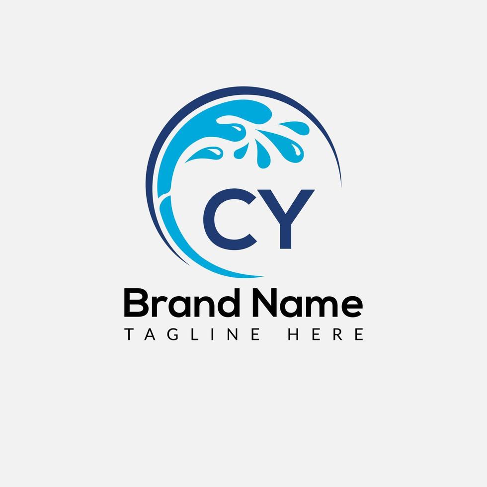 Maid Cleaning Logo On Letter CY. Clean House Sign, Fresh Clean Logo Cleaning Brush and Water Drop Concept Template vector
