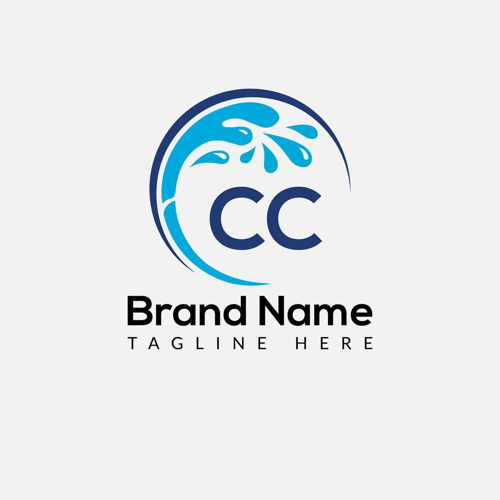 Maid Cleaning Logo On Letter CC. Clean House Sign, Fresh Clean Logo Cleaning Brush and Water Drop Concept Template vector