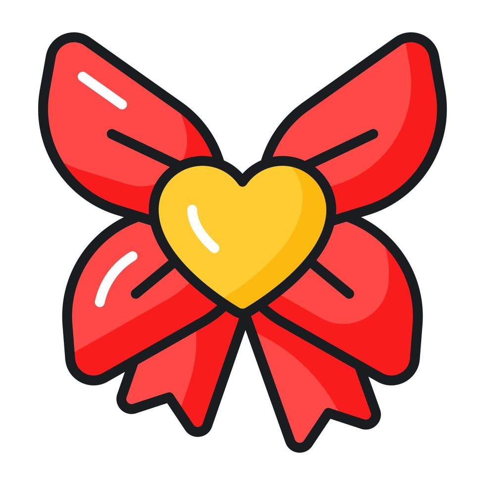 vector de buen diseño de lazo de cinta con corazón, estilo de icono editable