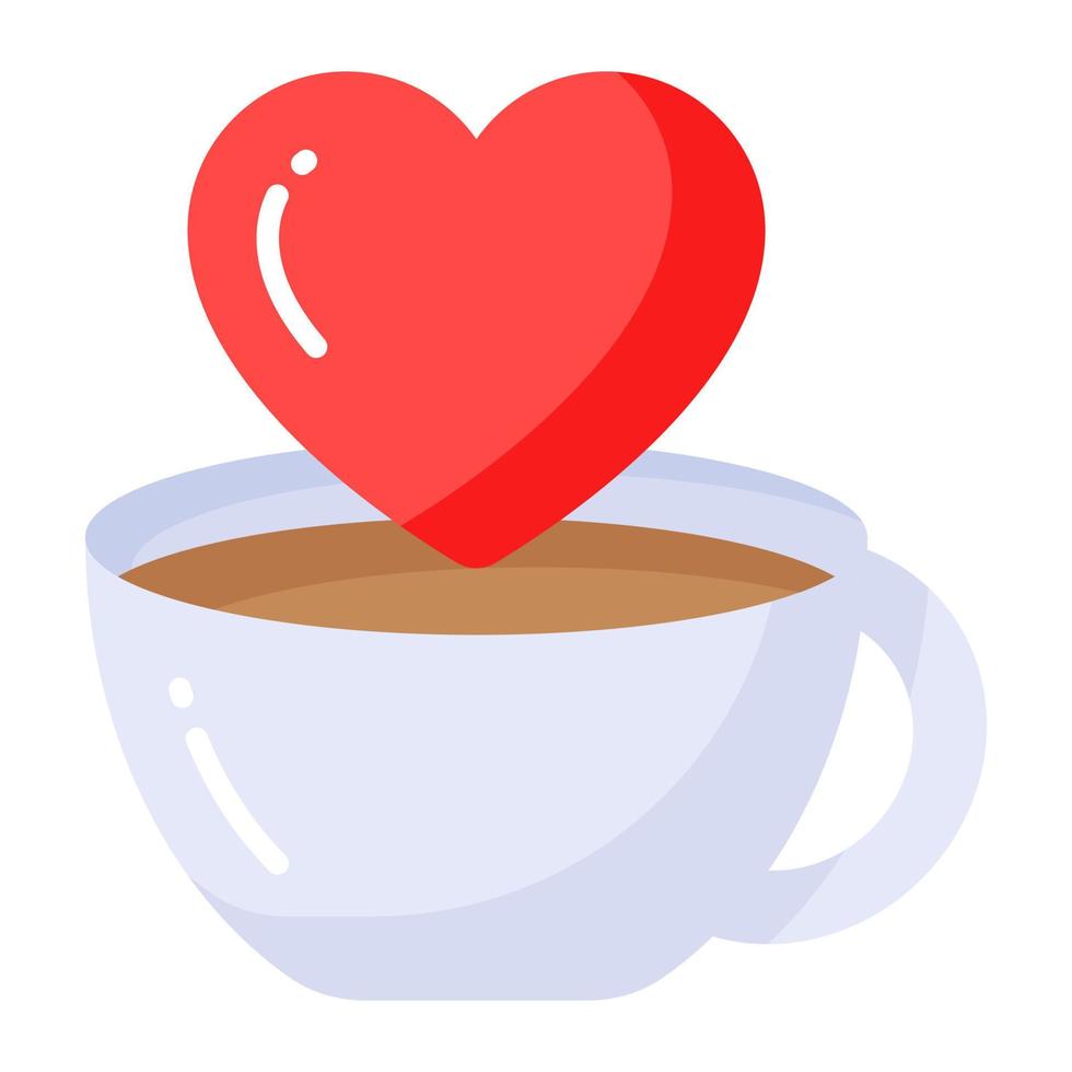 Coffee cup with heart symbol icon of favorite coffee in modern style vector