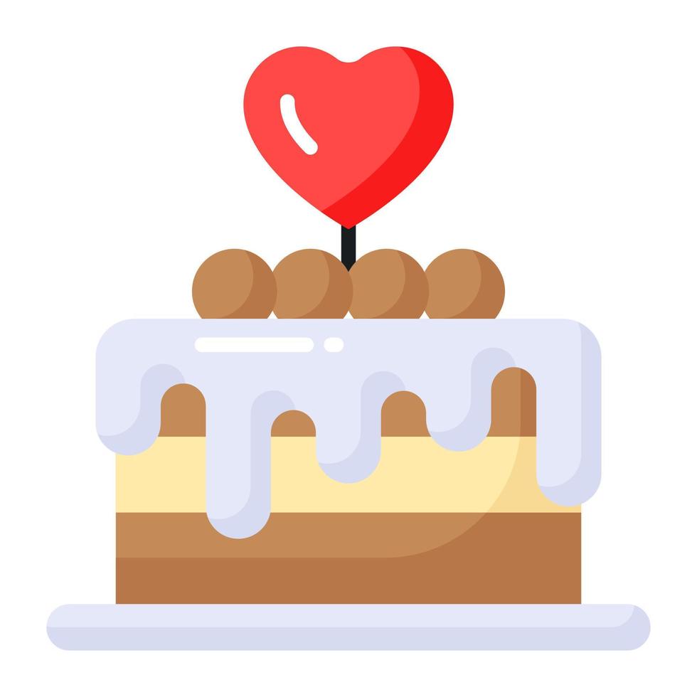 un increíble vector de pastel con corazón, pastel de San Valentín