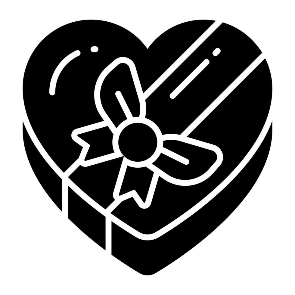 Heart shaped chocolate box, icon of chocolate gift vector