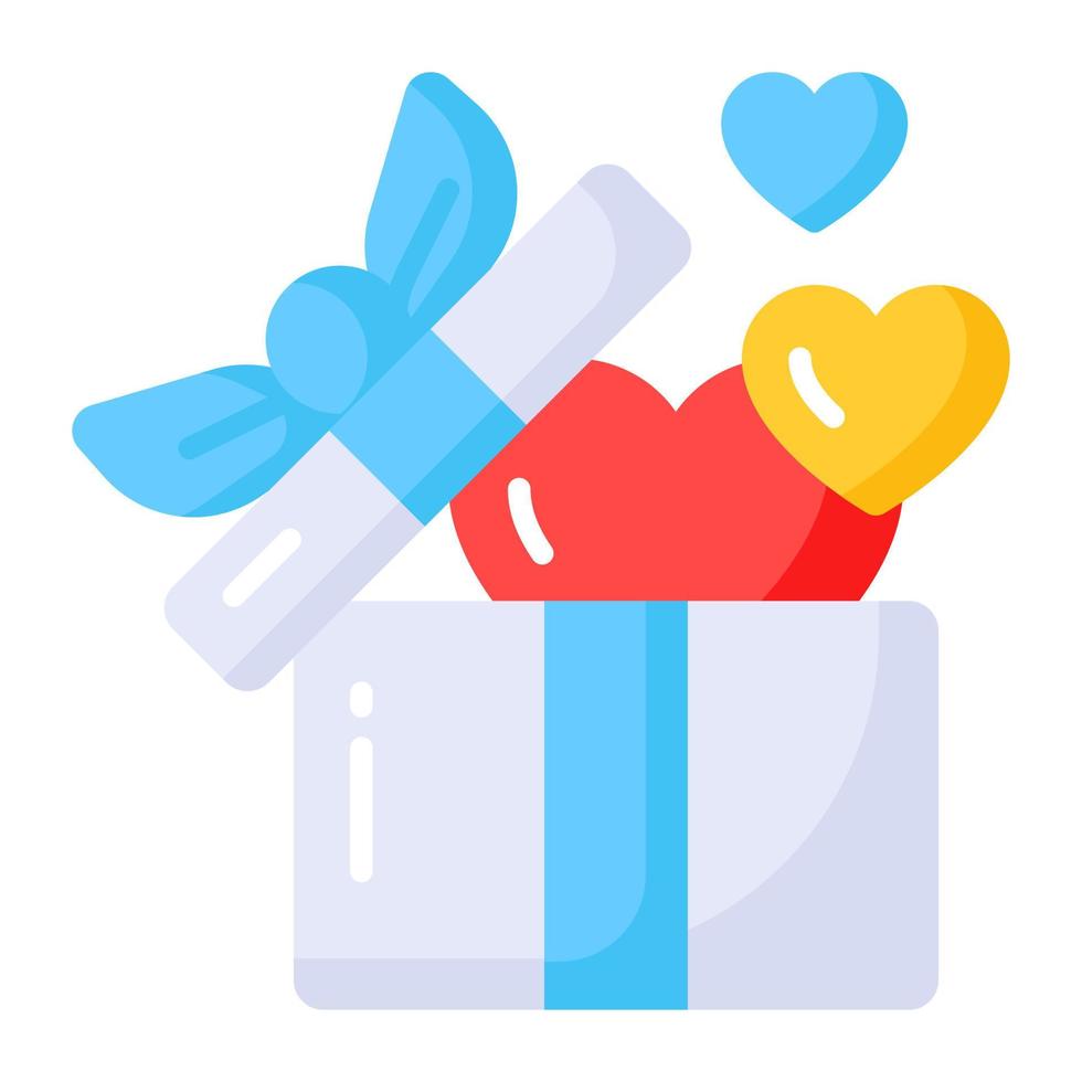 Hearts inside the gift box symbolizing of surprise gift vector design