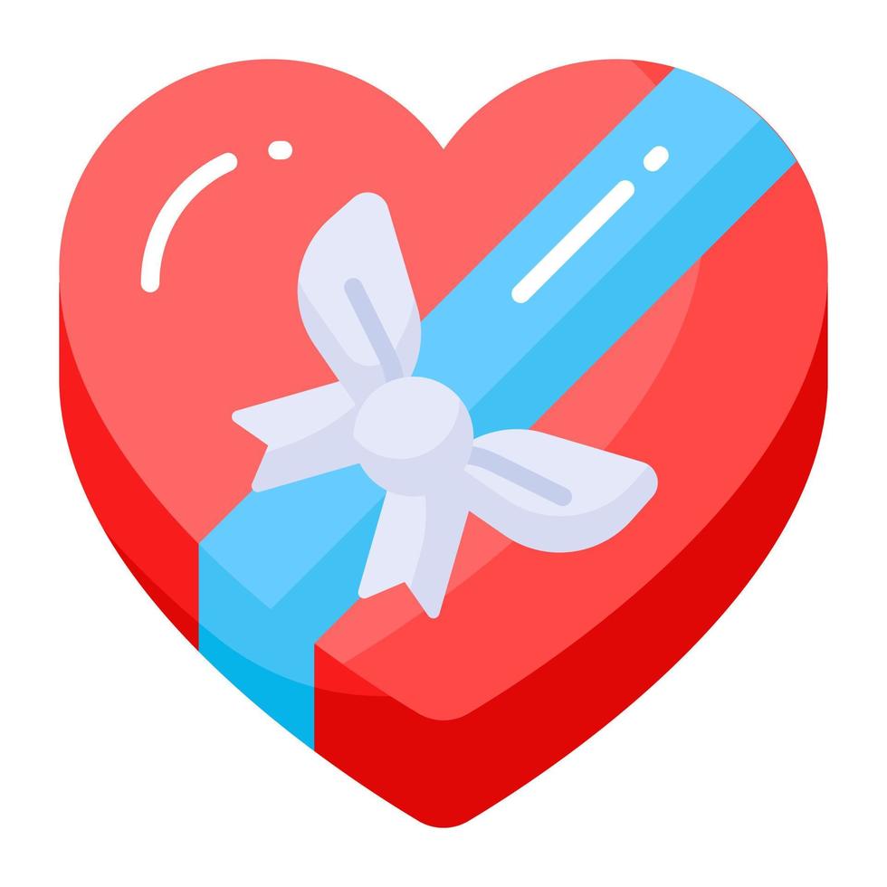 Heart shaped chocolate box, icon of chocolate gift vector