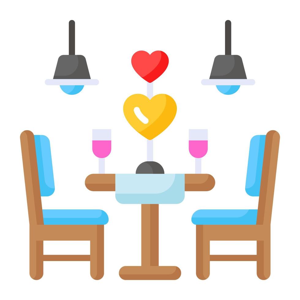 Beautiful designed vector of romantic dinner, ready to use icon