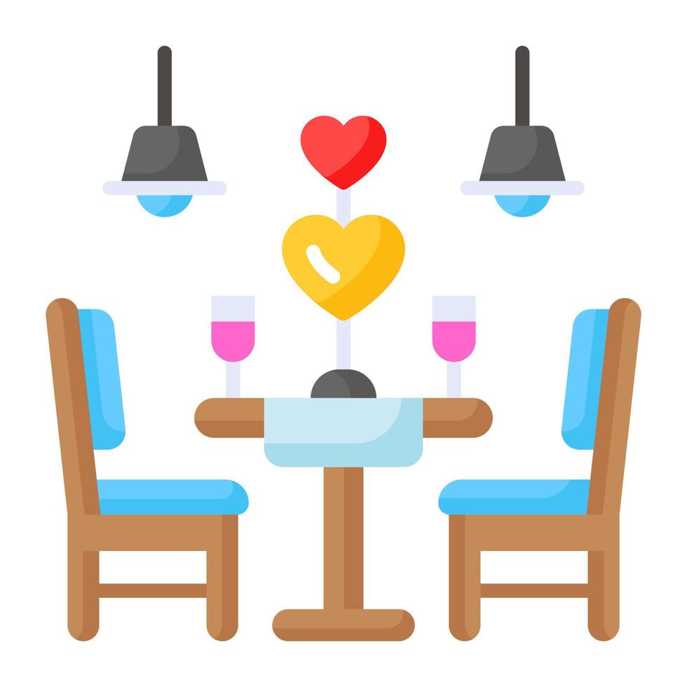 hermoso vector diseñado de cena romántica, icono listo para usar