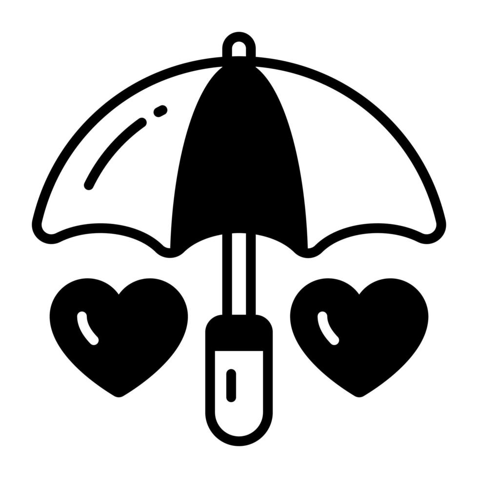 Heart symbol inside the umbrella vector of love care in trendy style