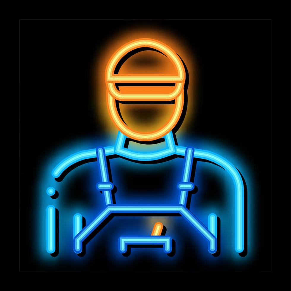 tile stacker worker neon glow icon illustration vector