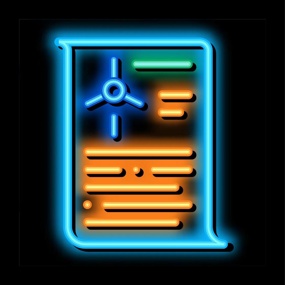 wind energy technicians document neon glow icon illustration vector