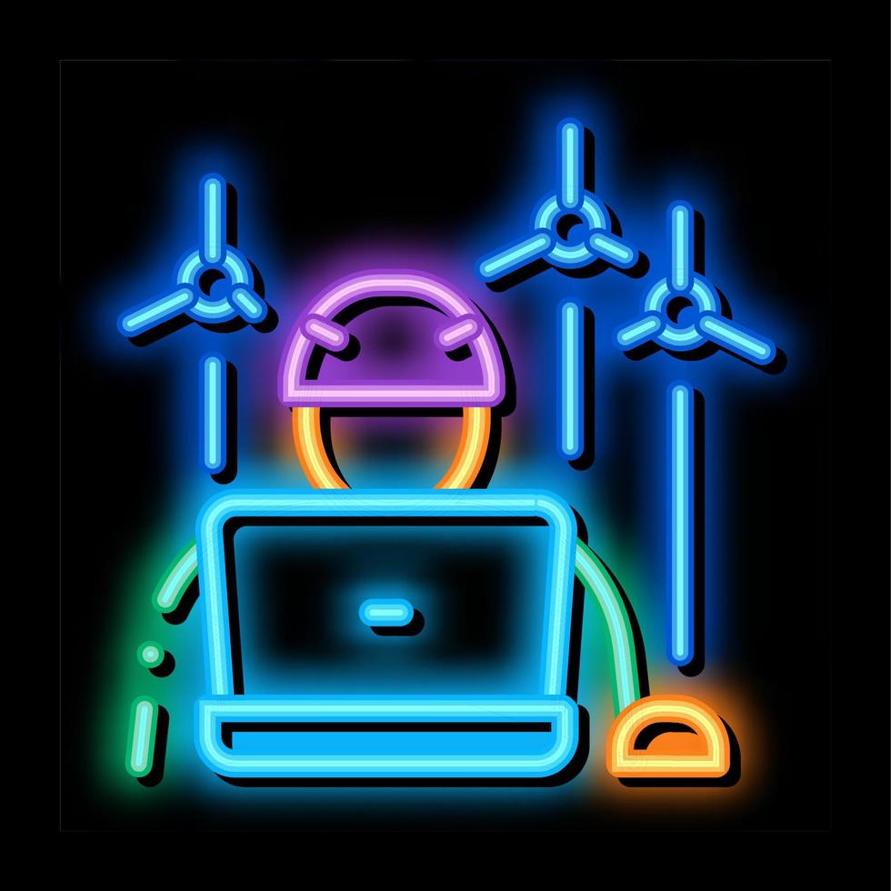 windmills technician neon glow icon illustration vector
