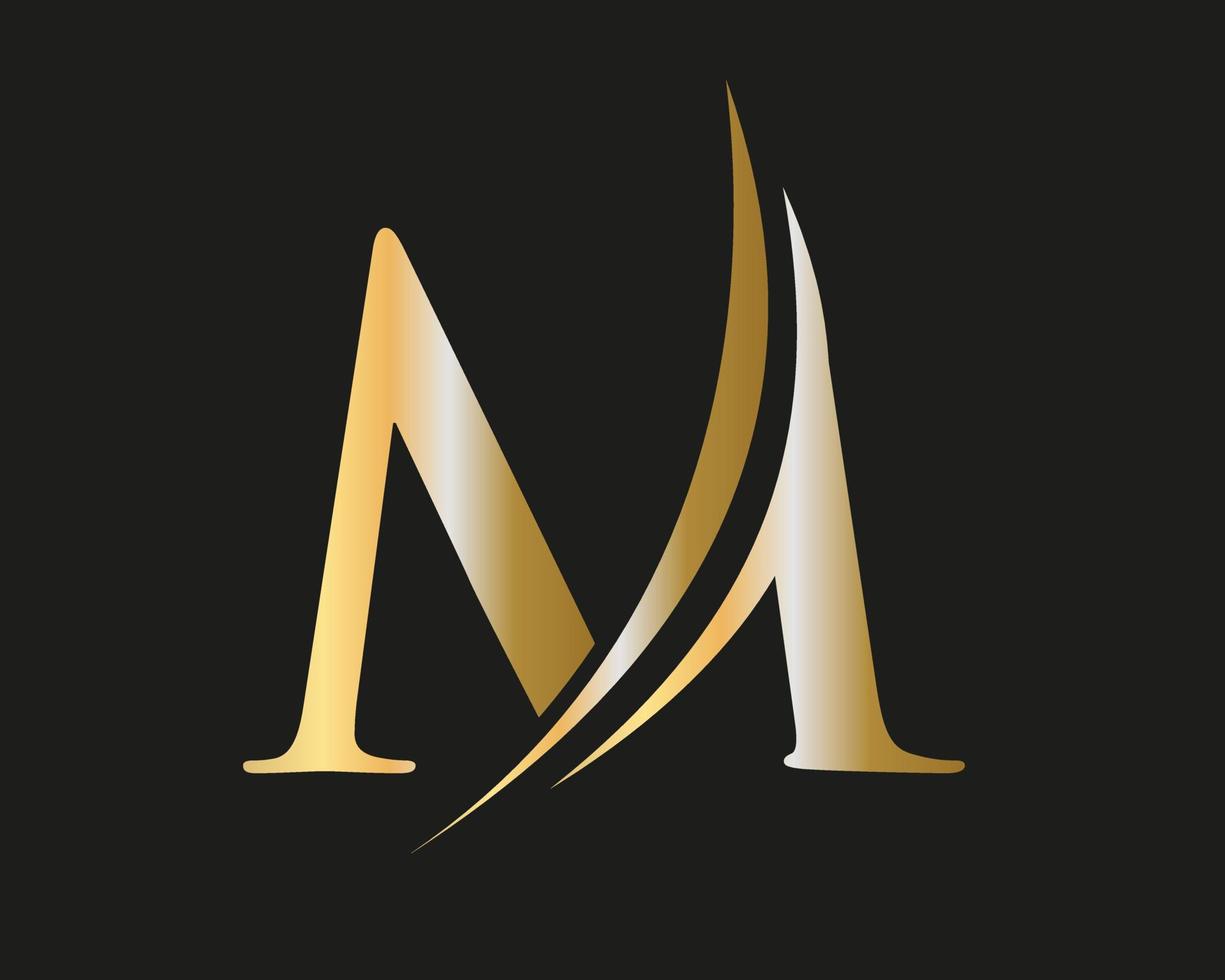 logotipo inicial de la letra m del monograma con concepto de lujo vector