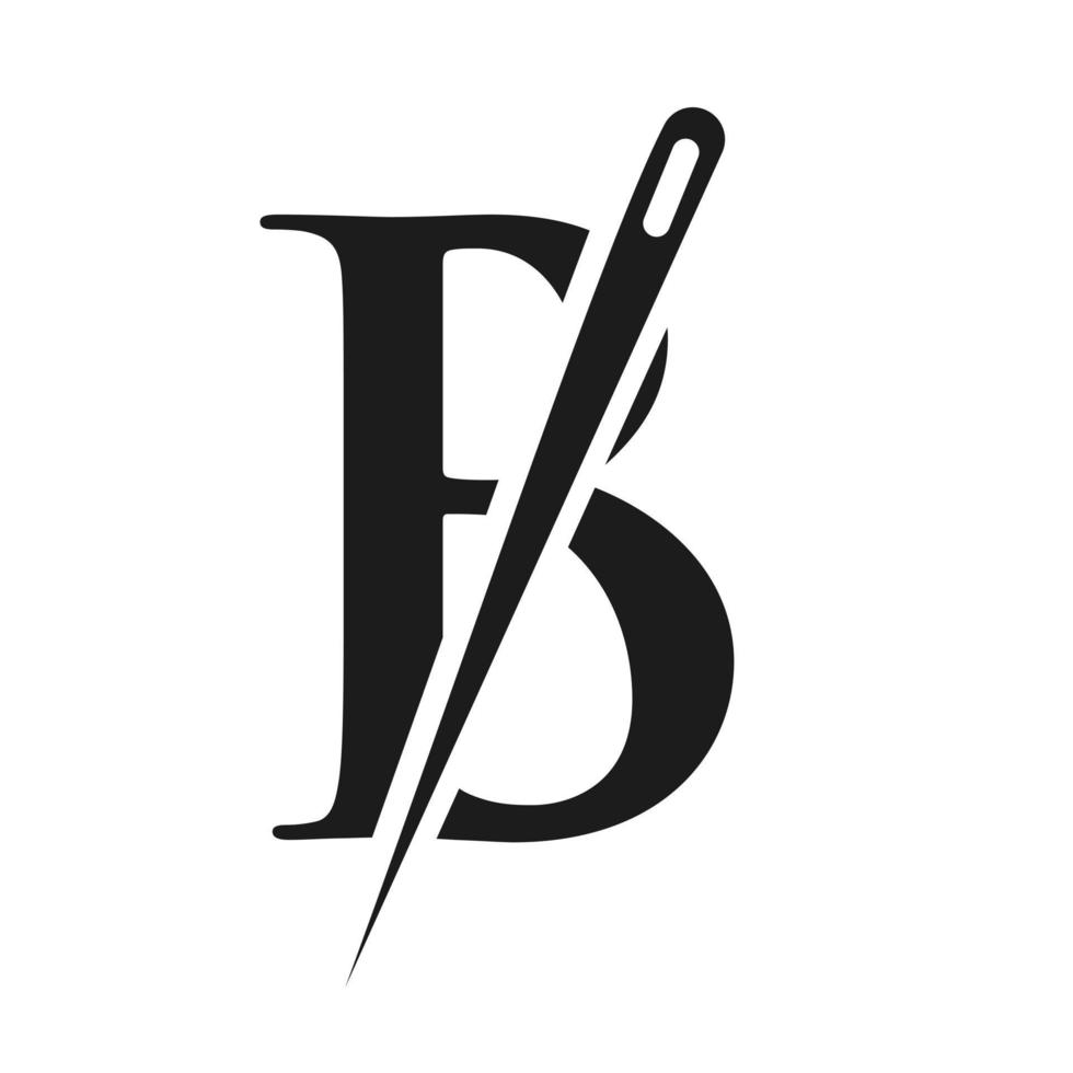 Initial Letter B Tailor Logo, Needle and Thread Combination for Embroider, Textile, Fashion, Cloth, Fabric, Golden Color Template vector