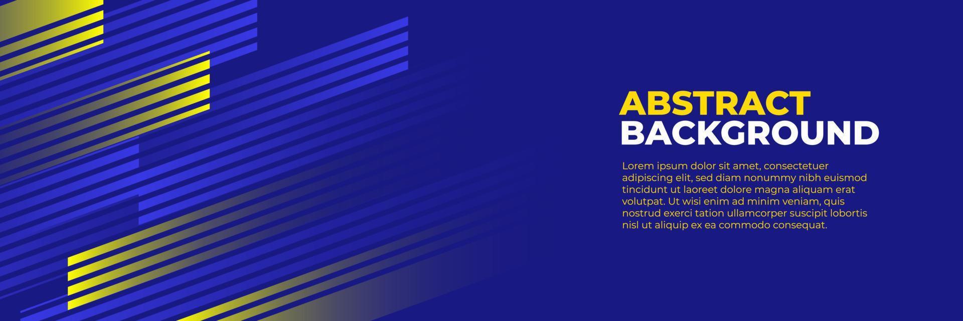 vector de diseño de banner azul abstracto, plantilla de fondo horizontal deportivo dinámico con formas azules y amarillas para promoción de medios o banner web