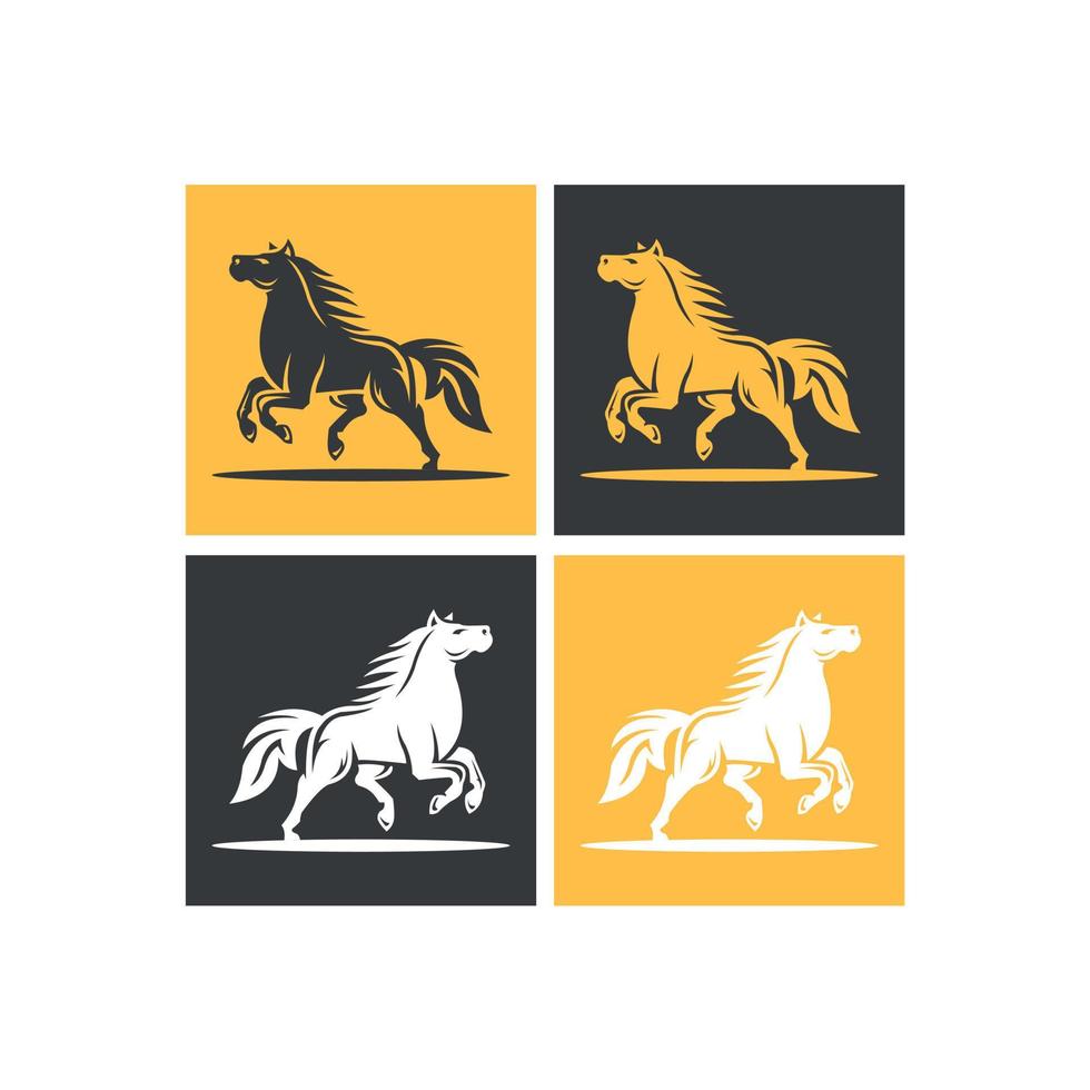 Set of images of different color horse reared up vector