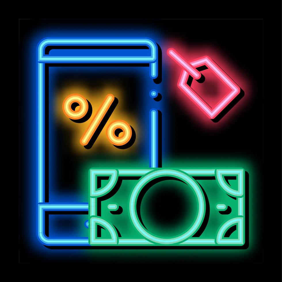 money phone pledge neon glow icon illustration vector