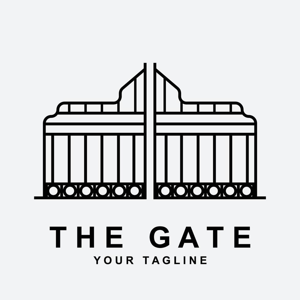 antique gate or vintage gate logo vector illustration design