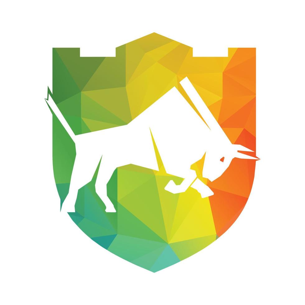 Bull butting logo design. Modern bull logo vector. vector