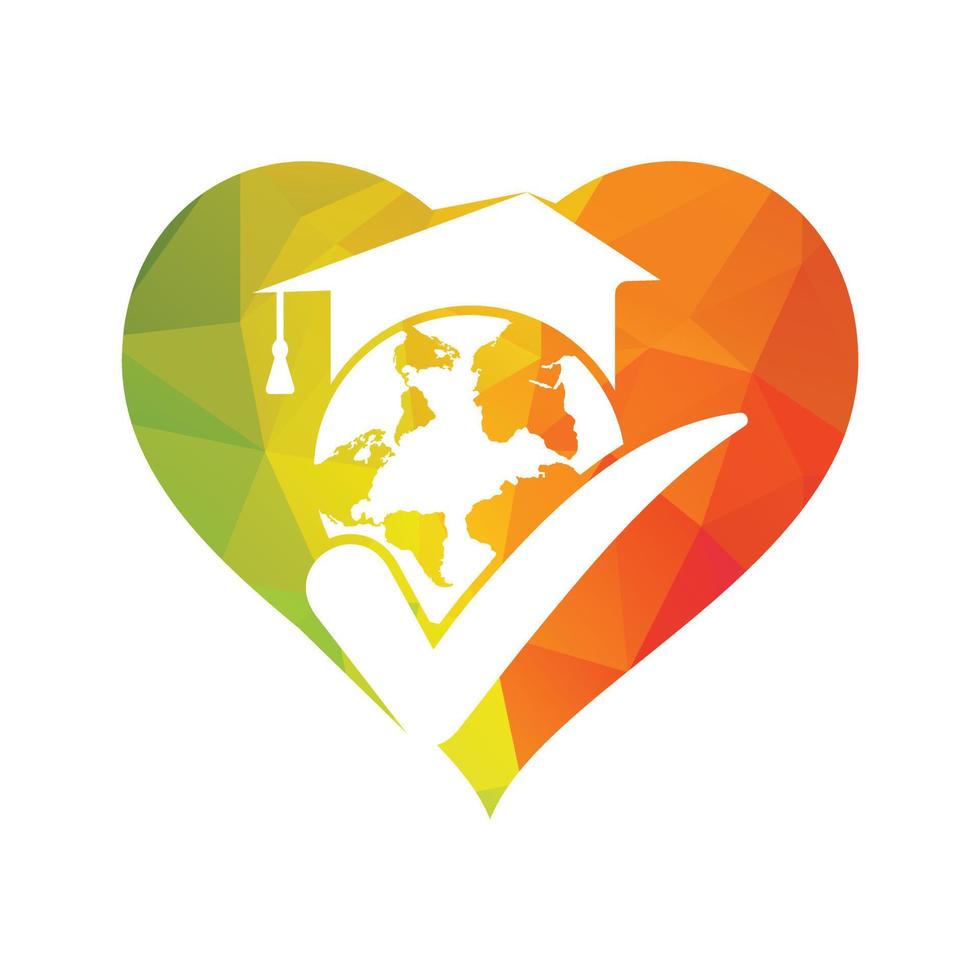 Education world vector logo template with globe and student hat symbol.