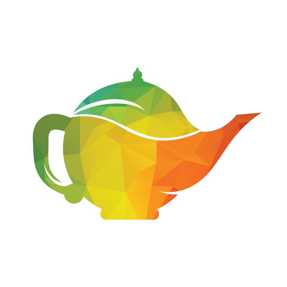 Kettle leaf logo concept design. Green leaf Teapot logo vector. vector