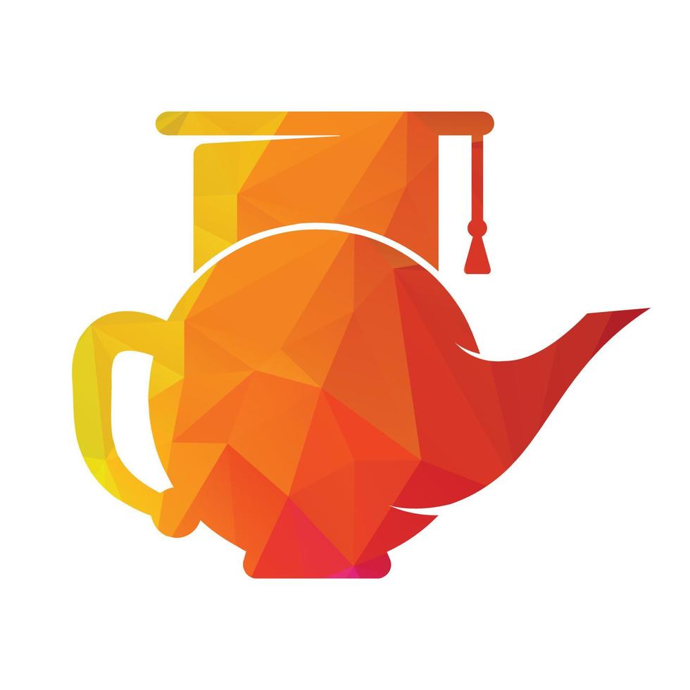 Student Kettle logo concept design. Teapot school logo vector. vector