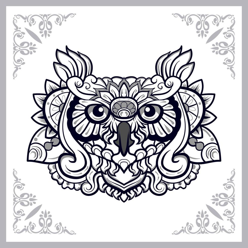 Owl bird mandala arts isolated on white background vector