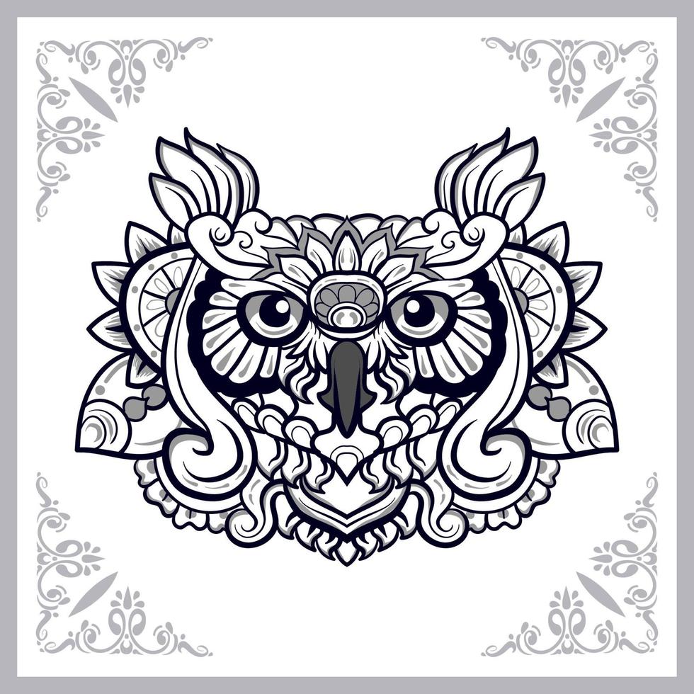 Owl bird mandala arts isolated on white background vector