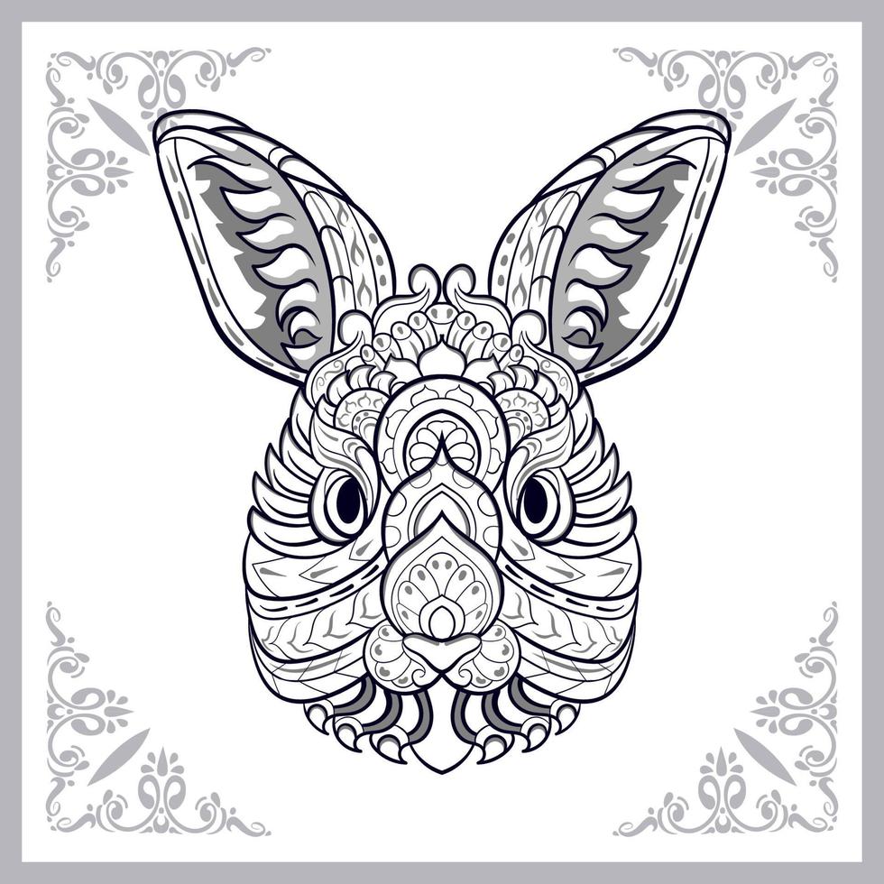 rabbit head mandala arts isolated on white background vector