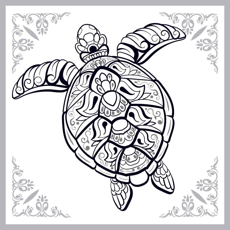 Sea turtle mandala arts isolated on white background vector