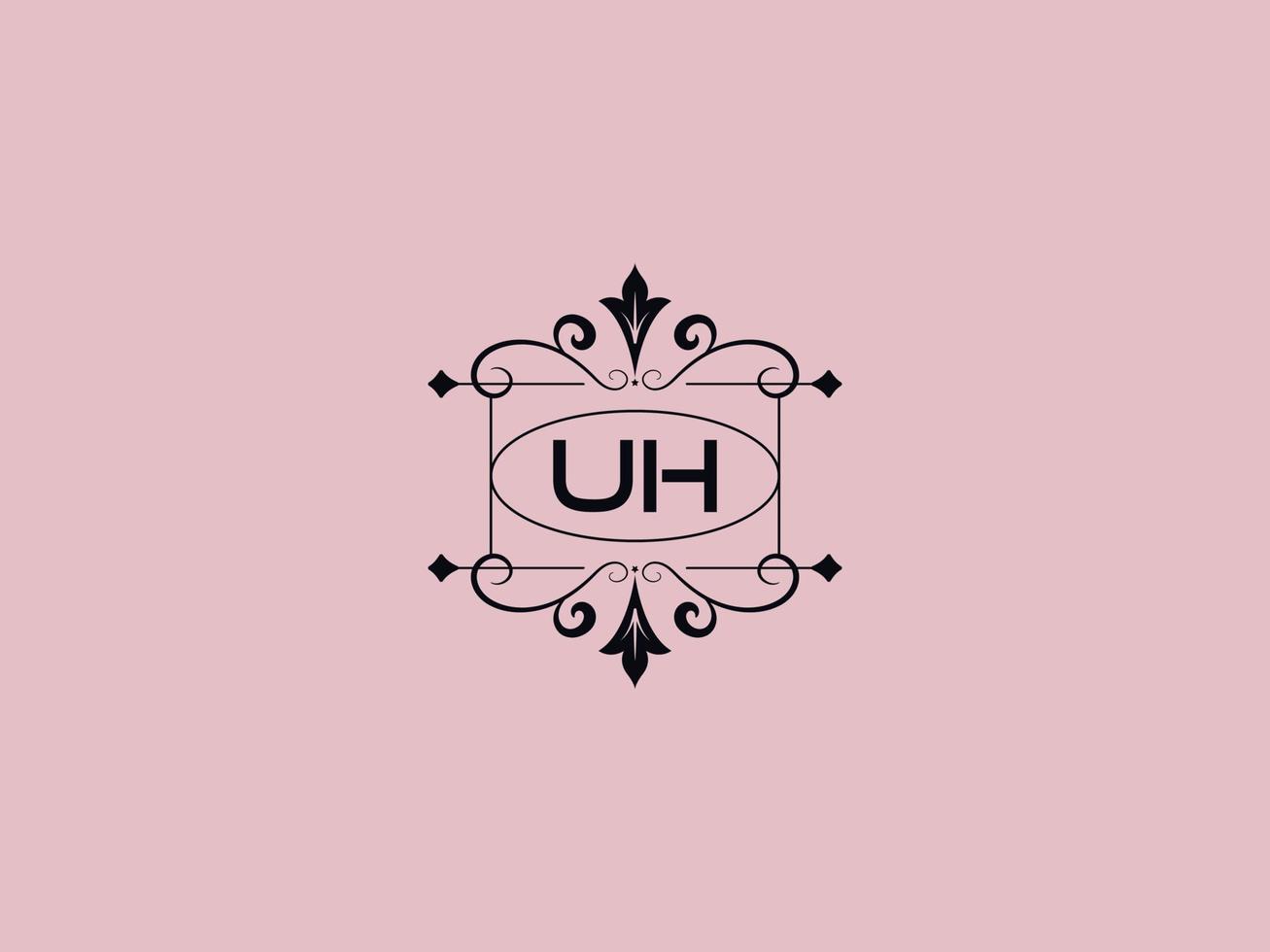 icono creativo del logotipo uh, elegante logotipo de la letra de lujo uh vector