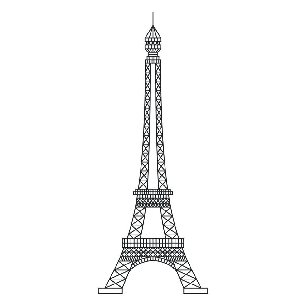 Eiffel Tower Black Silhouette on white background vector