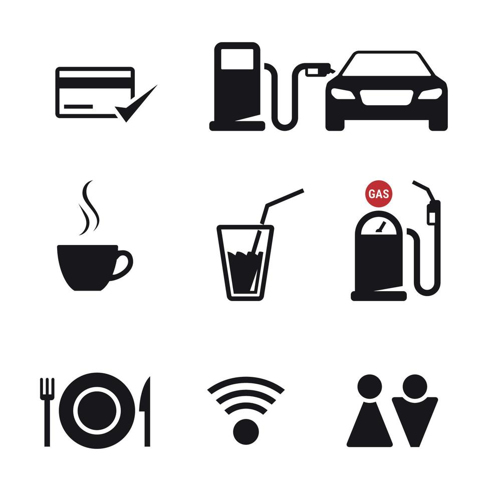Gasoline station icons set vector