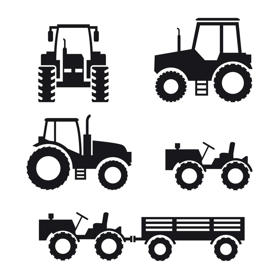 tractor icons set vector