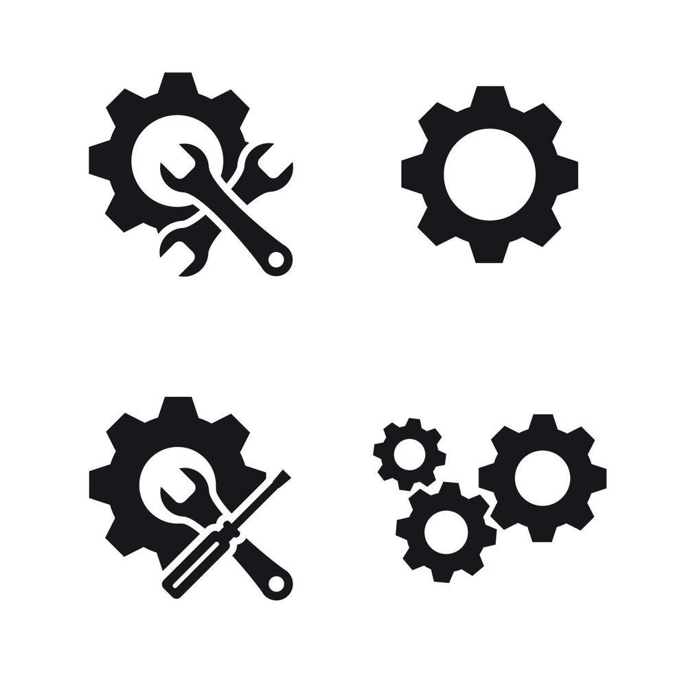 gears icons set black on a white background vector