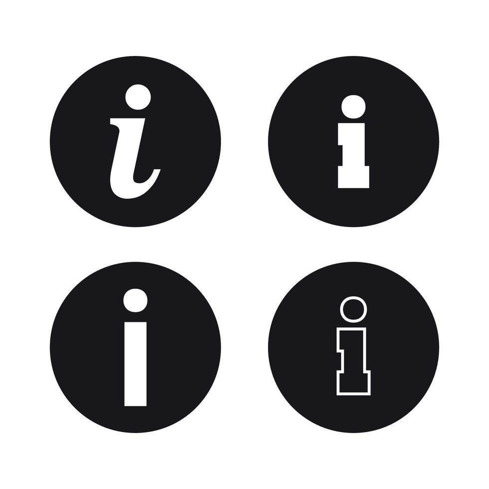 Information sign icons white on a black background vector