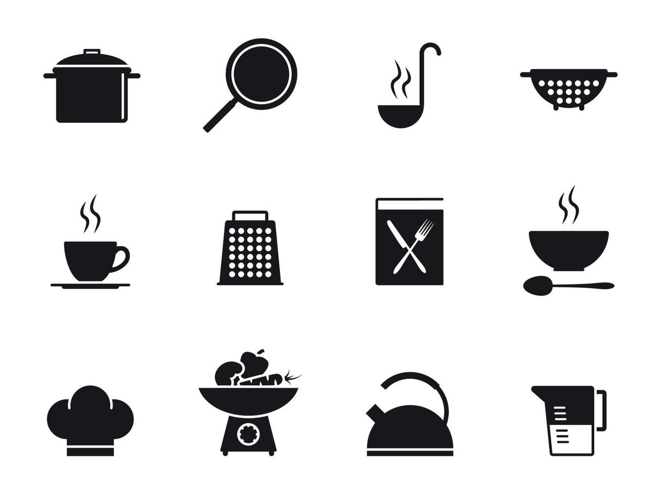 Cooking and kitchen icons. Black on a white background vector