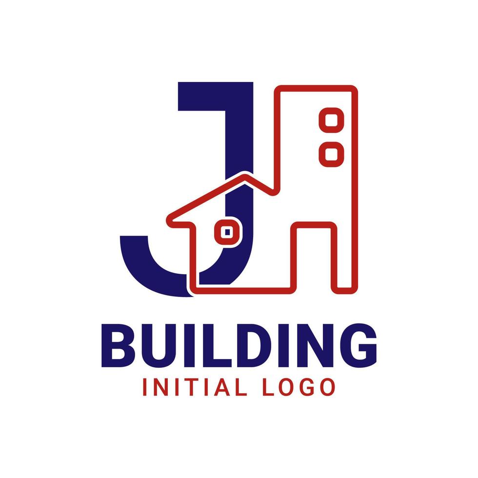 diseño inicial del logotipo del vector del edificio de la letra j