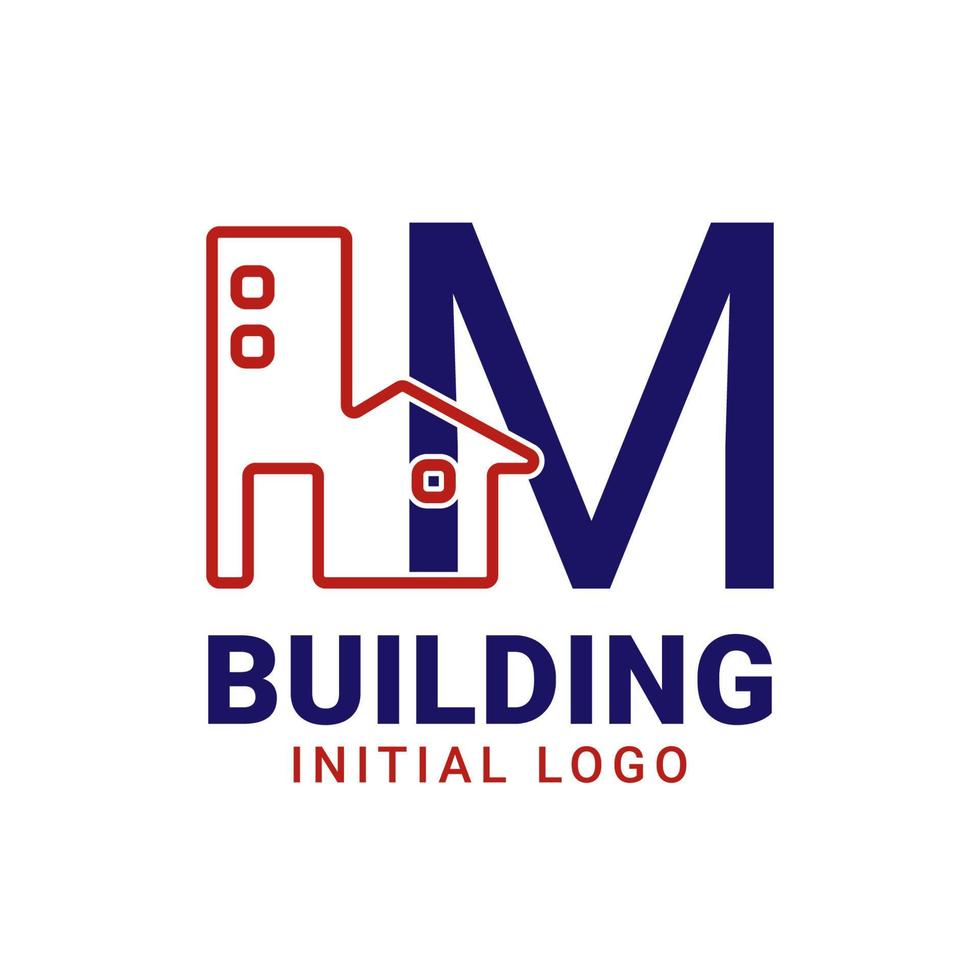 letter M building initial vector logo design