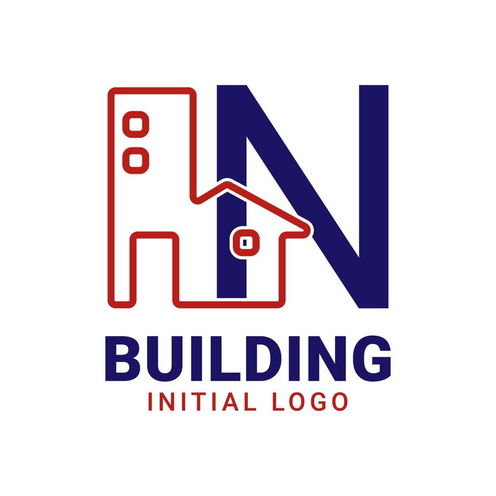 diseño inicial del logotipo del vector del edificio de la letra n