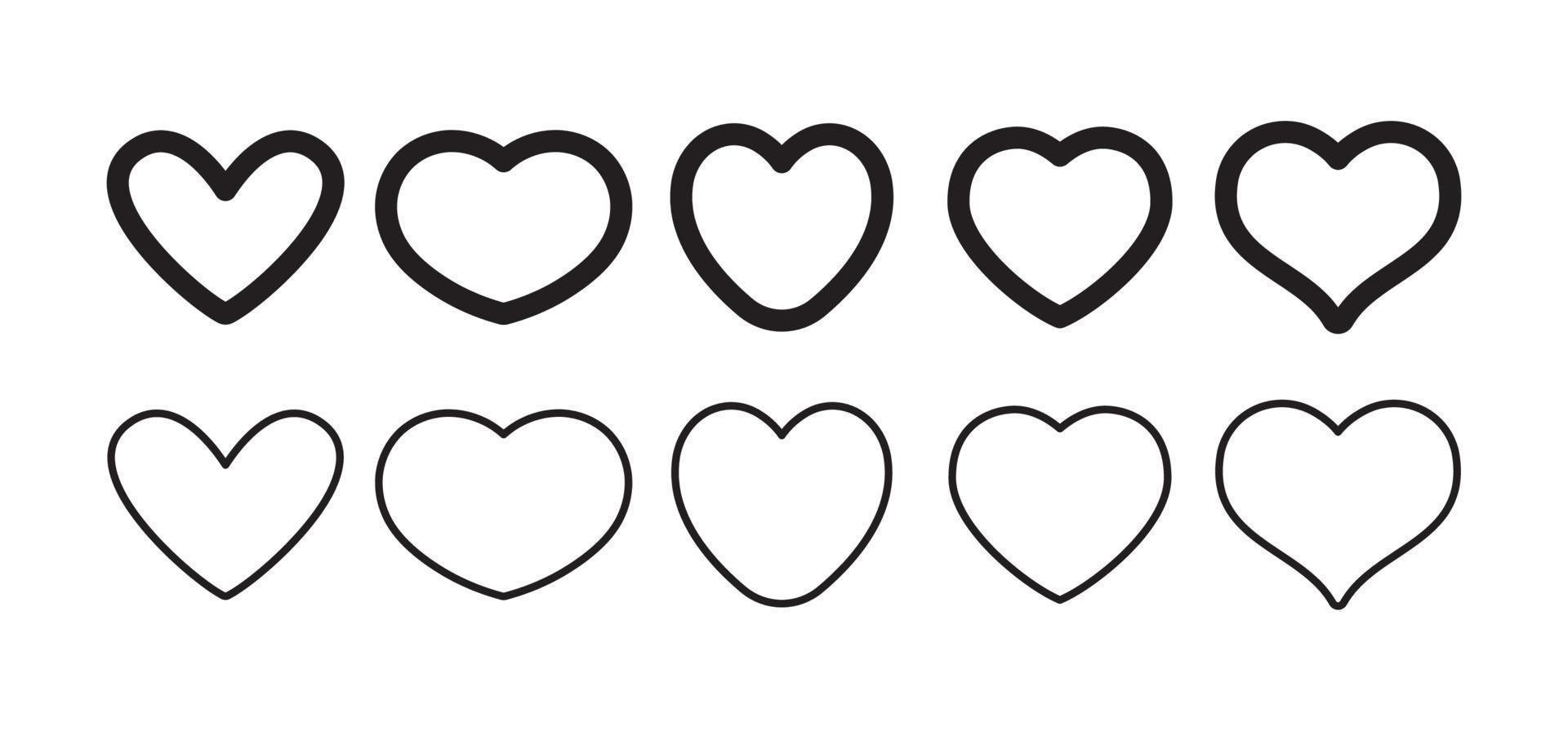 Vector hearts. Heart shape icon collection. Valentines day love symbol.