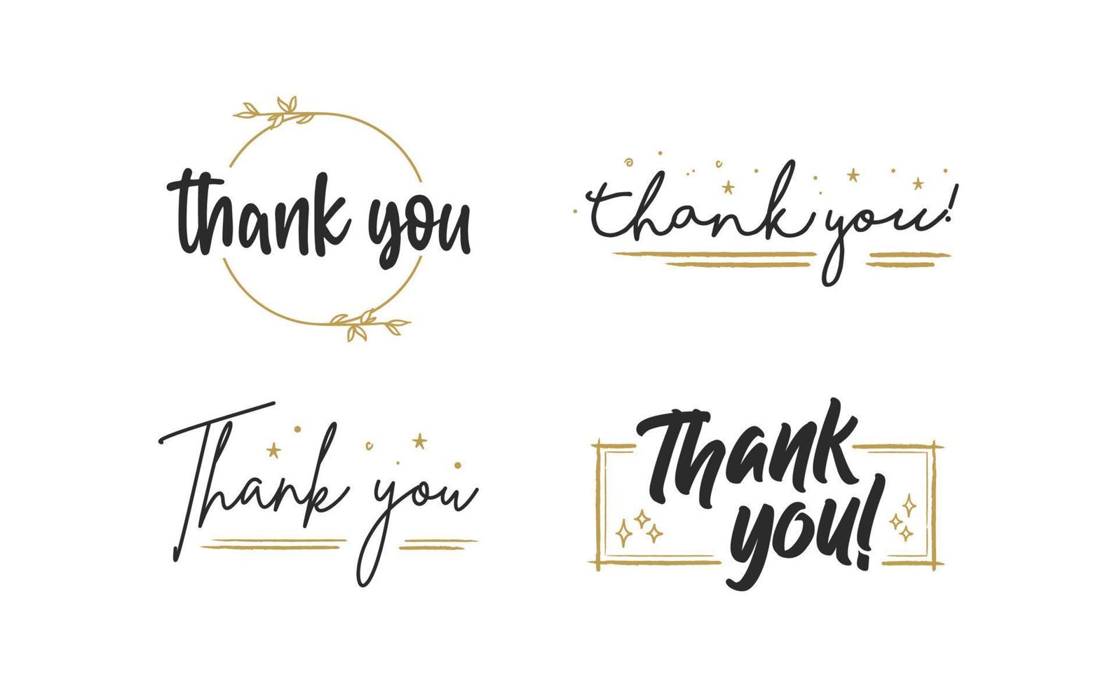 Set of custom THANK YOU hand lettering designs. vector