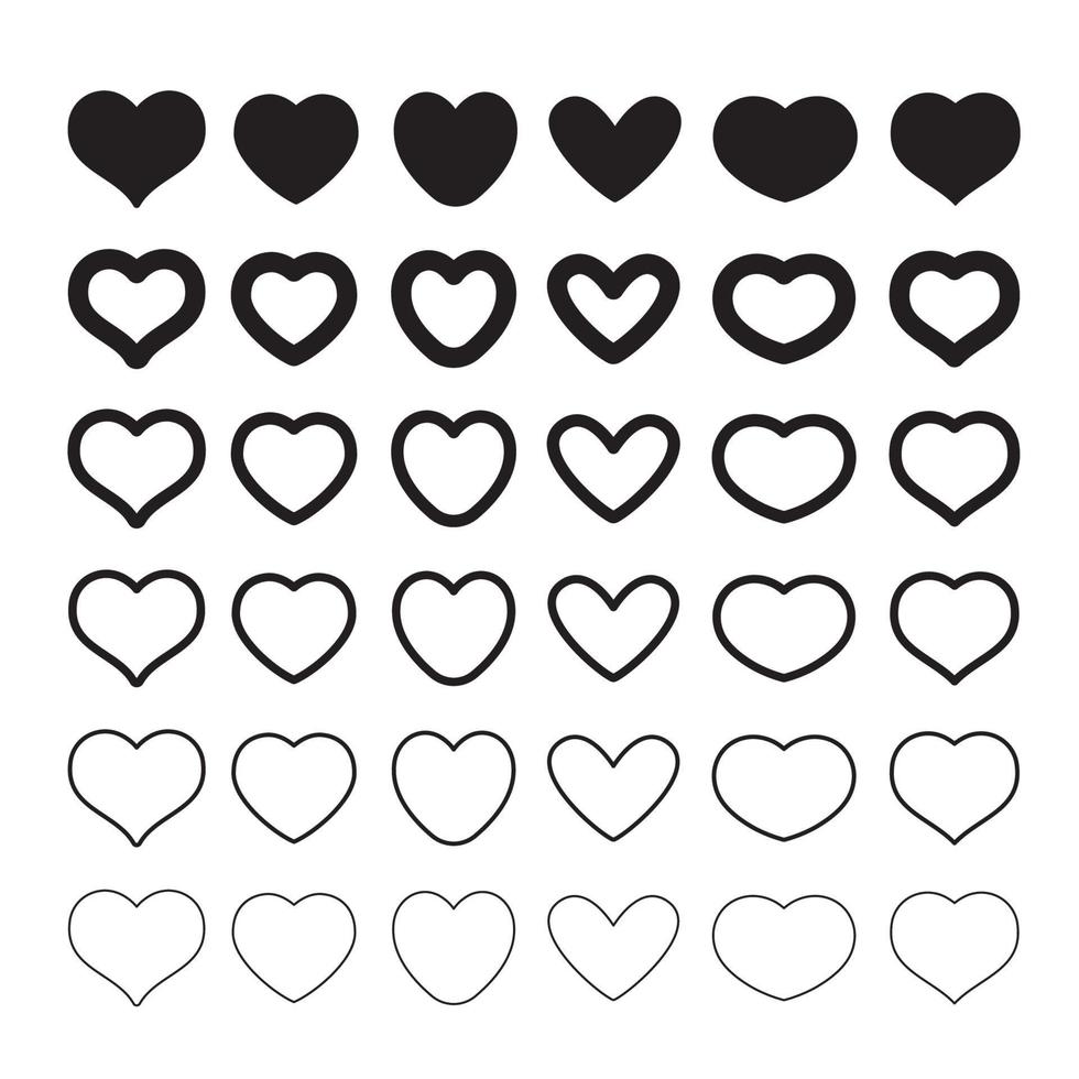 Heart shape icons. Hearts pictogram set. Symbol for valentine's day love. vector