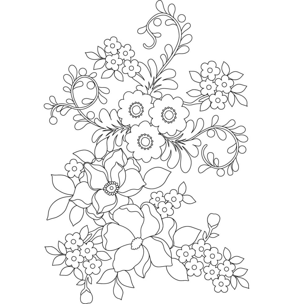 Floral Coloring Pages,Flower Line Arts,Silhouette Art Line Floral Patterns,Outline Black And White Flower Drawing,Contour Botanical Graphics,Floral Design On White Background,Basic Flower Design vector
