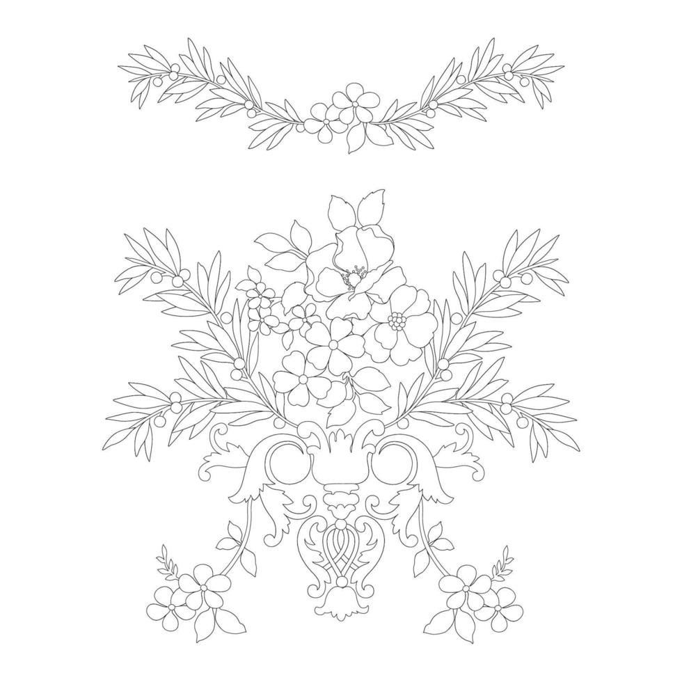 Floral Coloring Pages,Flower Line Arts,Silhouette Art Line Floral Patterns,Outline Black And White Flower Drawing,Contour Botanical Graphics,Floral Design On White Background,Basic Flower Design vector