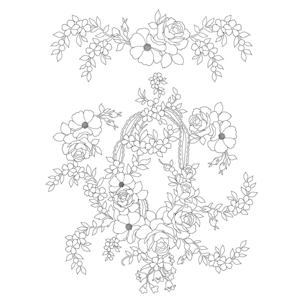 Floral Coloring Pages,Flower Line Arts,Silhouette Art Line Floral Patterns,Outline Black And White Flower Drawing,Contour Botanical Graphics,Floral Design On White Background,Basic Flower Design vector