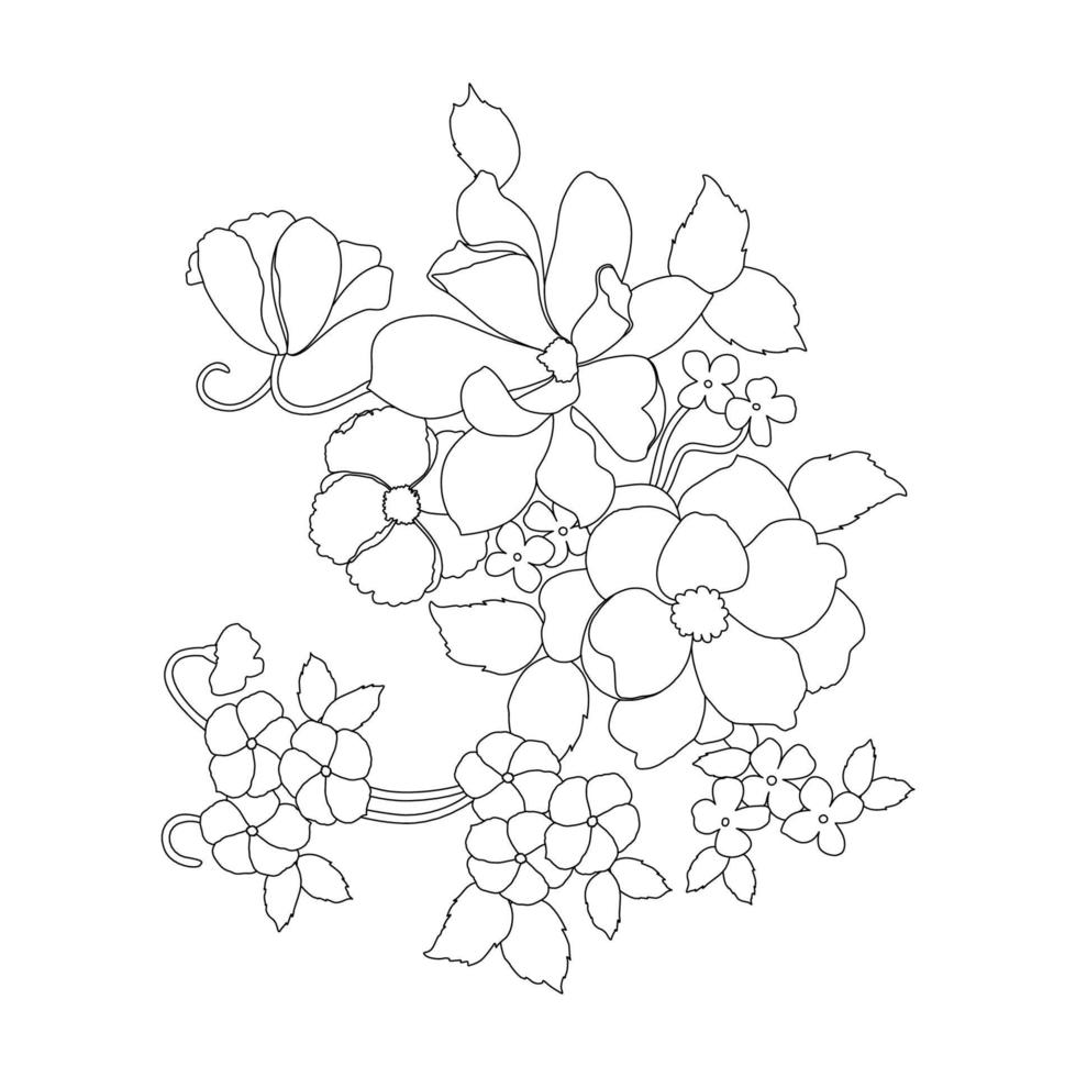 Floral Coloring Pages,Flower Line Arts,Silhouette Art Line Floral Patterns,Outline Black And White Flower Drawing,Contour Botanical Graphics,Floral Design On White Background,Basic Flower Design vector