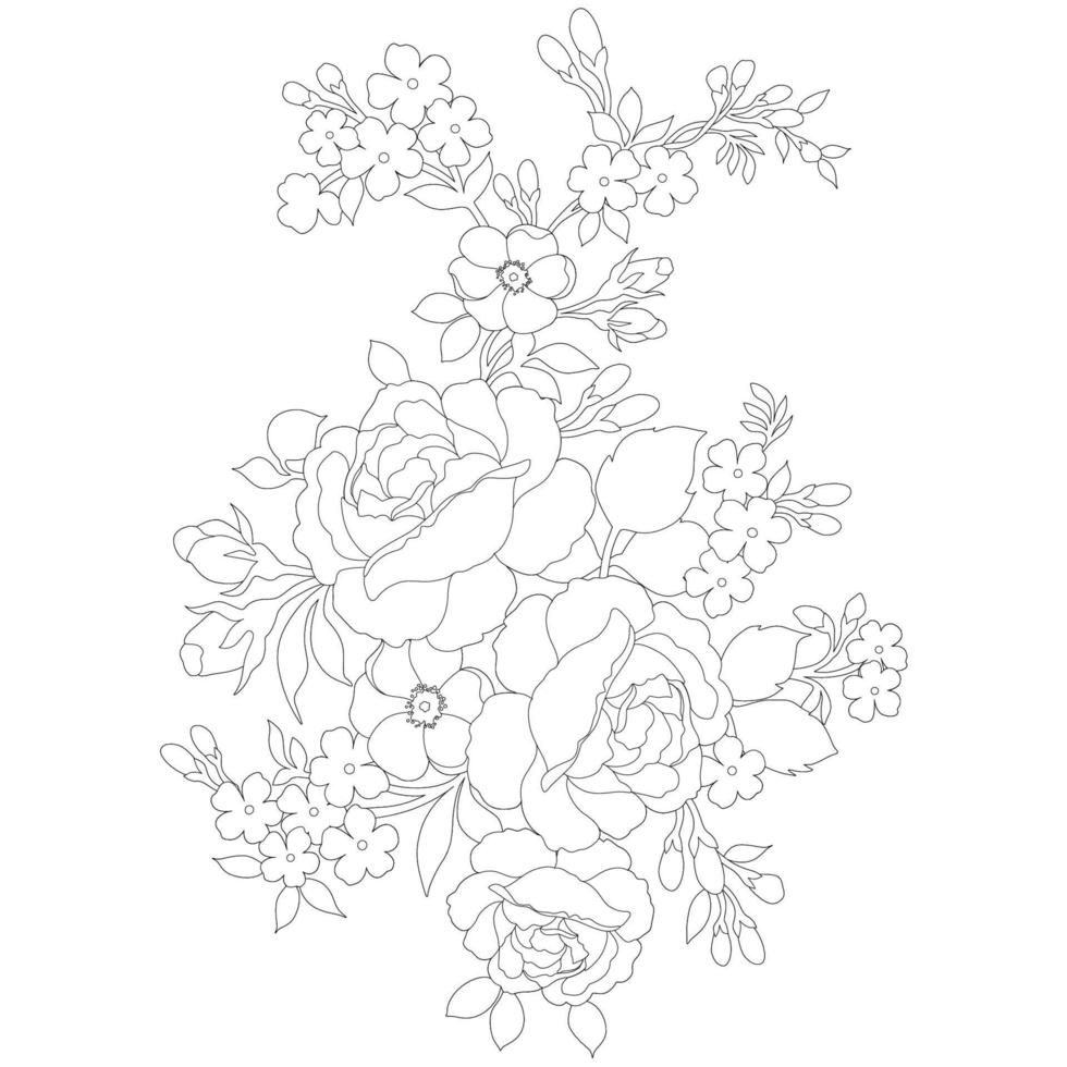 Floral Coloring Pages,Flower Line Arts,Silhouette Art Line Floral