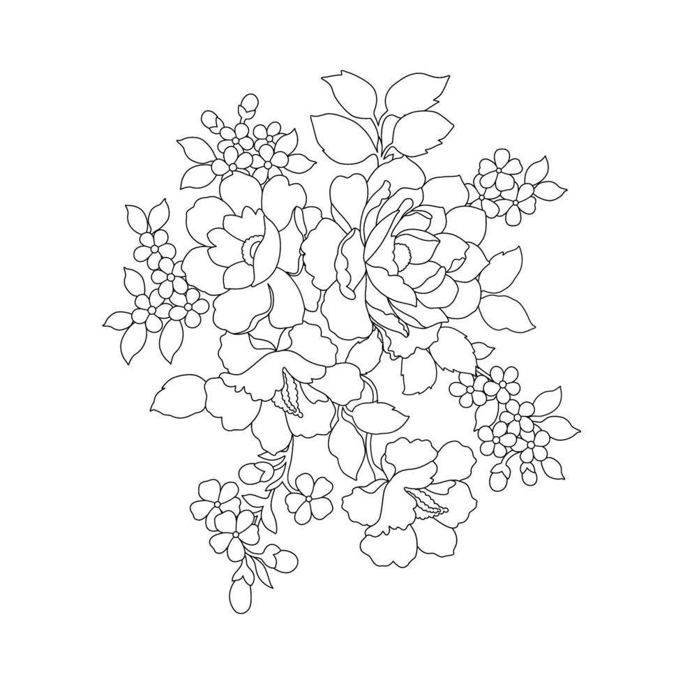 Floral Coloring Pages,Flower Line Arts,Silhouette Art Line Floral Patterns,Outline Black And White Flower Drawing,Contour Botanical Graphics,Floral Design On White Background,Basic Flower Design vector